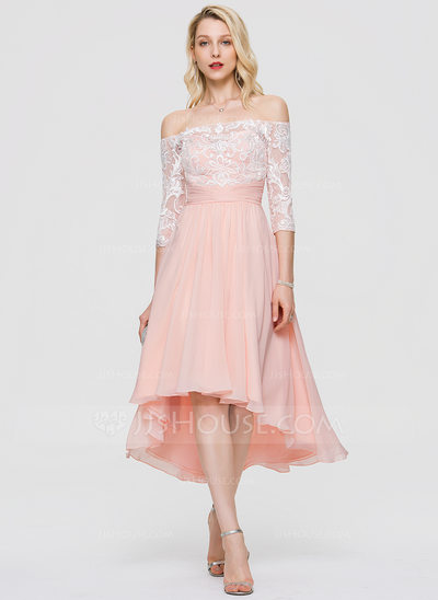 A-Line Off-the-Shoulder Asymmetrical Chiffon Cocktail Dress (016197202 ...