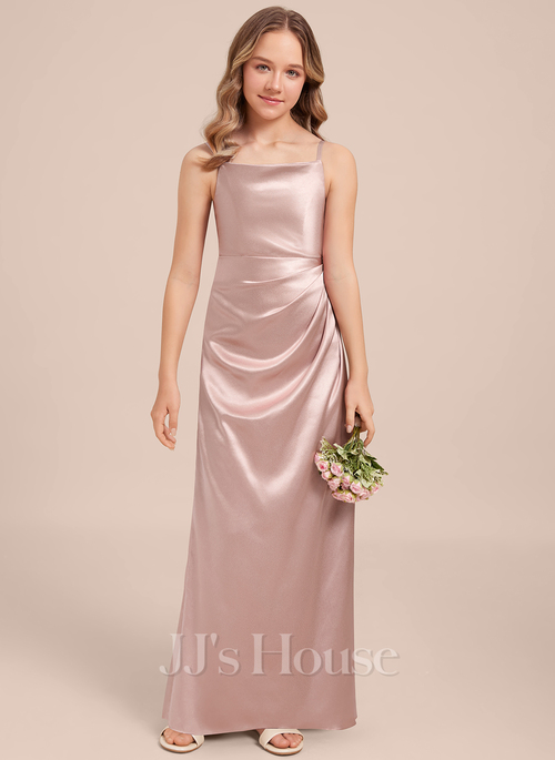 green emerald velvet dress Zapaka Women Dusty Rose Junior Bridesmaid Dress A-line Chiffon Spaghetti  Straps Long Pleated Party Dress – ZAPAKA NZ