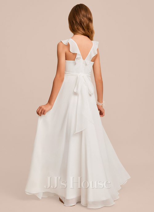 white chiffon junior bridesmaid dresses White Junior Bridesmaid Dresses,Layered Chiffon Junior Bridesmaid Dress,Flower Girl Dress,JB00010, J8 / Red main image 0