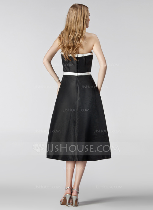 taffeta tea length bridesmaid dresses Simple Taffeta Spaghetti Straps Sheath Tea Length Bridesmaid Dresses, MBD142 main image 1