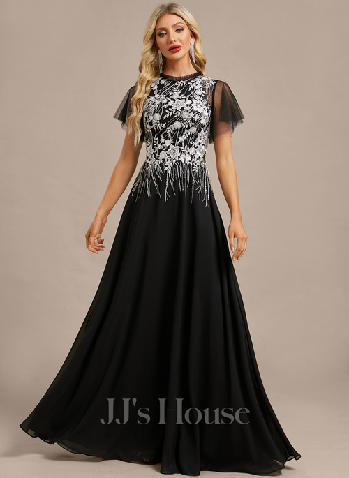 white christmas dresses High Neck Tiered Chiffon Halter Gown main image 1