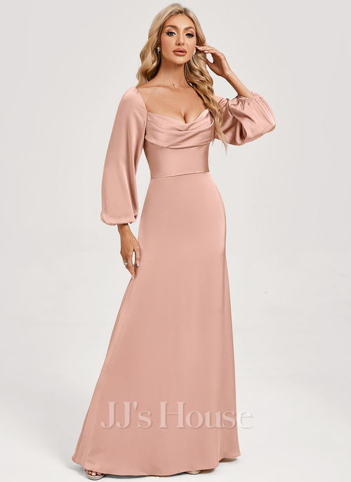 Apolina A-line Cowl Matte Satin Bridesmaid Dress | JJ's House