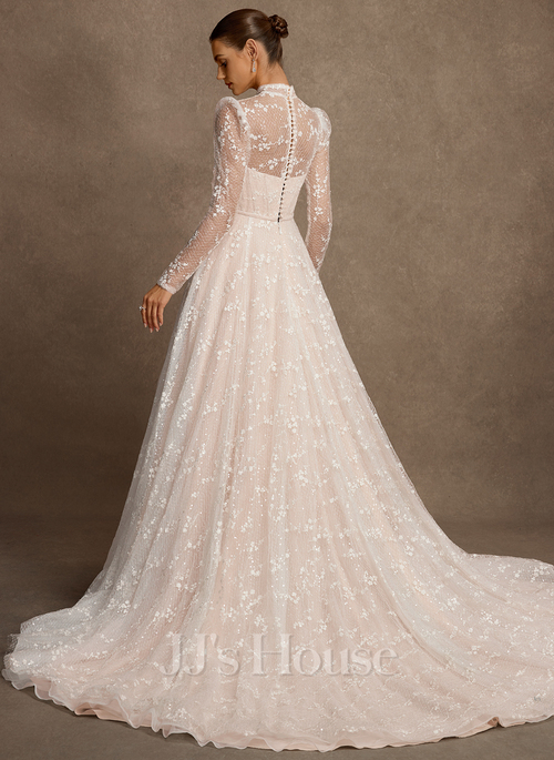 Alonnah Ball-Gown/Princess High Neck Sequins Lace Wedding Dress | JJ's House Alonnah Ball-Gown/Princess High Neck Sequins Lace Wedding Dress | JJ's House
