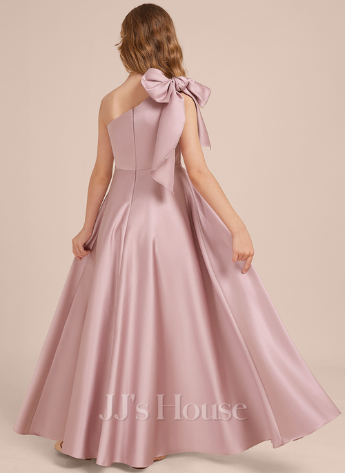 Dominika A-line One Shoulder Bow Satin Junior Bridesmaid Dress | JJ's House Dominika A-line One Shoulder Bow Satin Junior Bridesmaid Dress | JJ's House