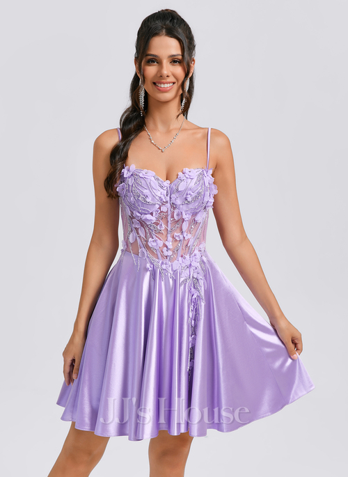 sachin and babi light blue dress Lilac Strapless Satin Short A-Line Homecoming Dress with Ruffles –  misshow.com main image 1