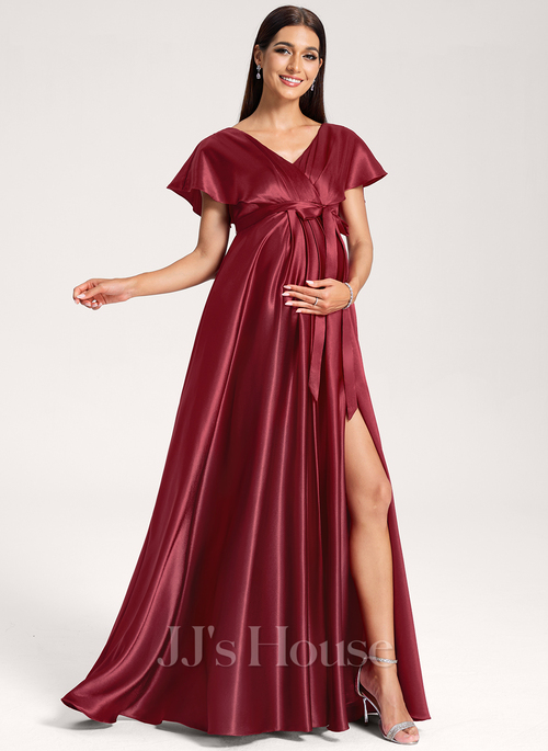 princess polly baby blue dress Iudita A-line Ruffle Stretch Satin Maternity Bridesmaid Dress