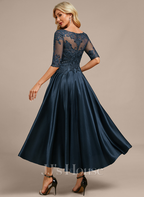 navy blue dress for baby girl Maggy London Color Block Scuba Crepe Boat Neck Cap Sleeve Asymmetrical Midi  Dress