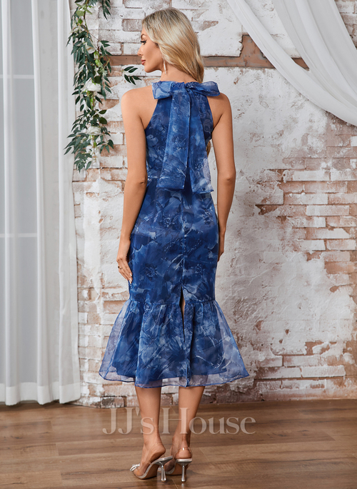 Nevae Halter Floral Print Organza Midi Dress | JJ's House Nevae Halter Floral Print Organza Midi Dress | JJ's House