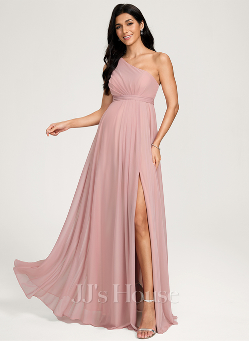 Keira A-line One Shoulder Ruffle Mesh Maternity Bridesmaid Dress | JJ's House Keira A-line One Shoulder Ruffle Mesh Maternity Bridesmaid Dress | JJ's House