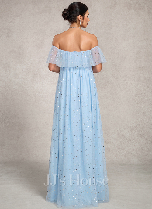 JJ's House A-line Off the Shoulder Floor-Length Sequin Tulle Maternity Formal Dress 2026 - Size: 06, Coral, Pink JJ's House A-line Off the Shoulder Floor-Length Sequin Tulle Maternity Formal Dress 2026 - Size: 06, Coral, Pink