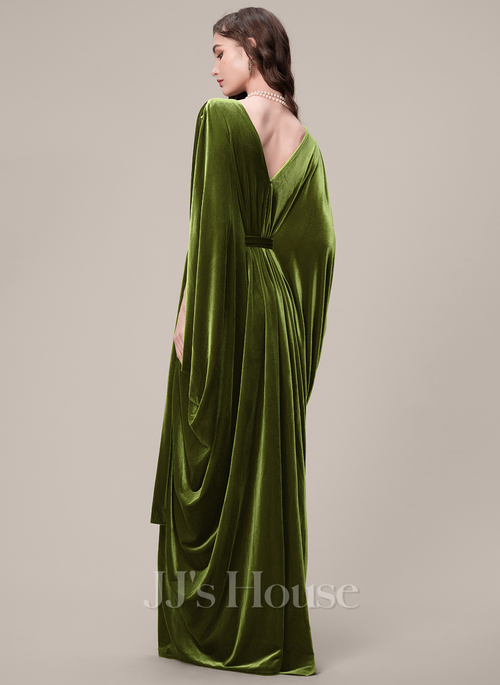 JJ's House V-Neck Batwing Sleeve 1920s Formal Dress - Size: 18, Frosted Olive. Available in Regular, Petite & Plus Size.