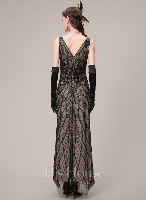 art deco formal dresses BABEYOND Black Gold Formal Evening Flapper Dress, Wedding Guest Women Dress for Twenties Theme, Size XL main image 1