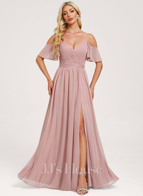 dark green off the shoulder bridesmaid dress Off the Shoulder Dark Green Long Bridesmaid Dress with Slit – FancyVestido main image 1