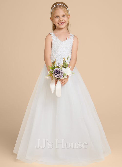 Aethel Ball-Gown/Princess Bow Tulle Flower Girl Dress | JJ's House