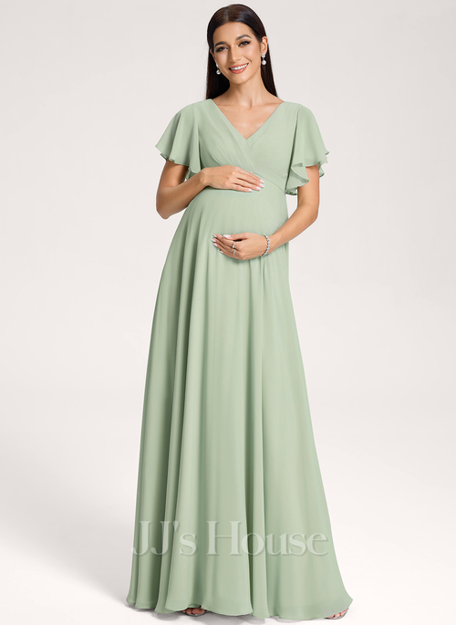 Levana A-line Ruffle Chiffon Maternity Bridesmaid Dress | JJ's House