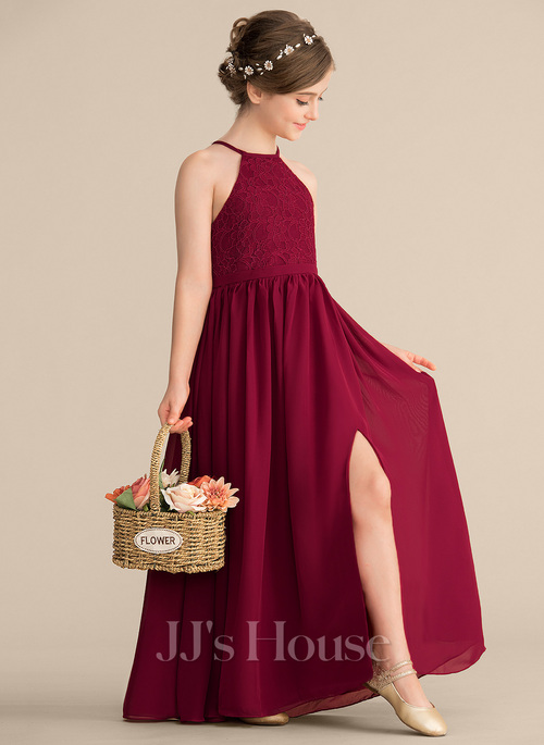 maroon junior bridesmaid dresses BABARONI Long Sleeves Modest Junior Bridesmaid Dresses Burgundy, Burgundy / J4