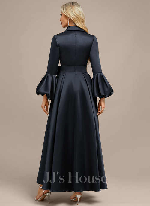 collared evening dress Red Button-Front Collared Midi Dress main image 1