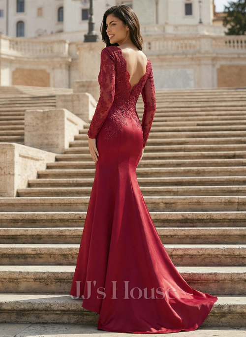 fitted lace wedding dress La Femme 29858 Prom Dress - Red main image 0