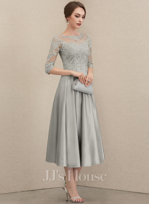 JJs Houseグレーシルバー オフショルダー フォーマルドレス Leanna A-line Sequins Lace Mother of the Bride Dress | JJ's House