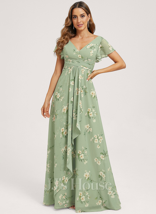 Eamie A-line Ruffle Chiffon Bridesmaid Dress | JJ's House Eamie A-line Ruffle Chiffon Bridesmaid Dress | JJ's House