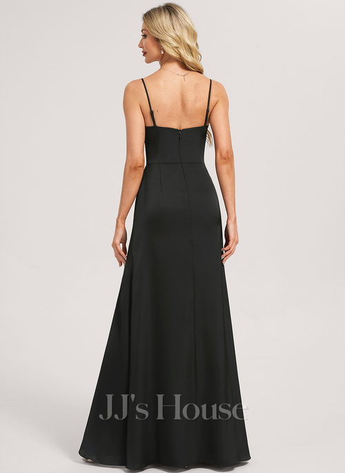 blue dress for baby girl Starling Black Matte Satin Plunge-Neck Maxi Dress With Scarf-Detail – Club  L London main image 1