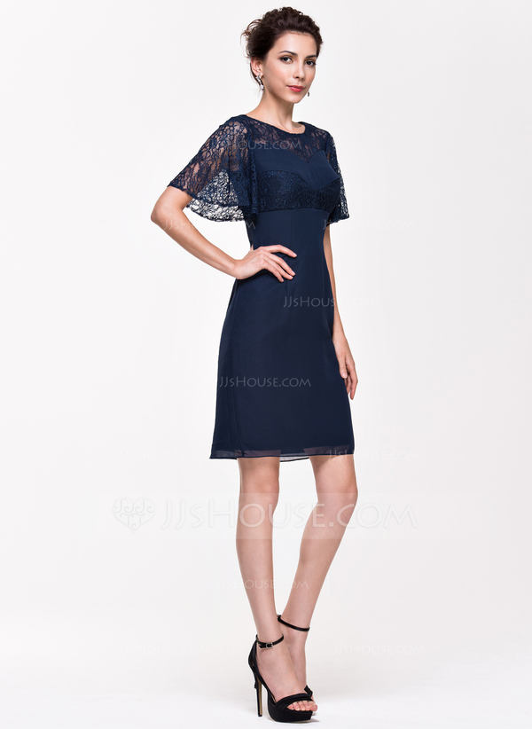 Sheath Criss Neck Grey Cocktail Dress with Keyhole main image 1