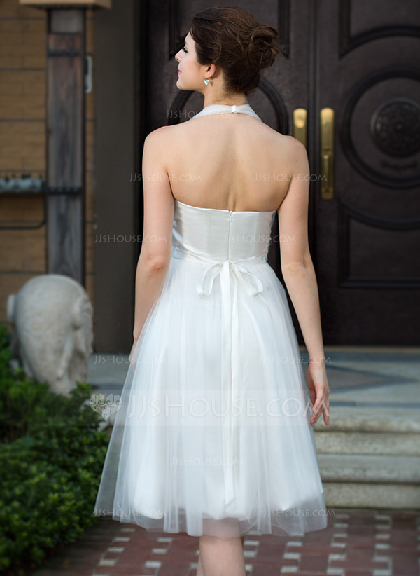 A-Line/Princess Halter Mini Wedding Dress