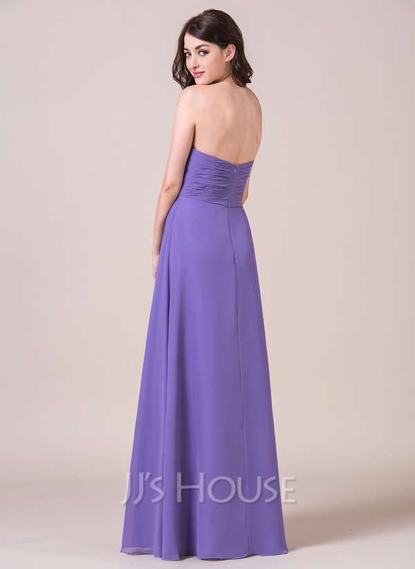 Sweetheart Red Bridesmaid Dress Chiffon Floor-Length Wedding Guest Dress backless main image 0