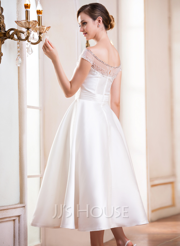 Floor-Length Satin Sleeveless Wedding Dress  gh2173 main image 1