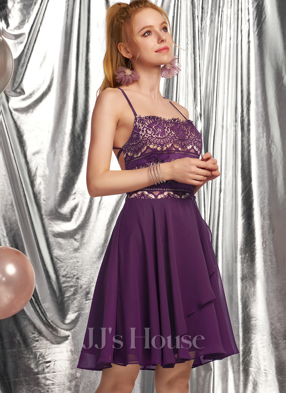 Beautiful White Rose Jacquard Strapless Square Neck A-Line Homecoming Dress P3656