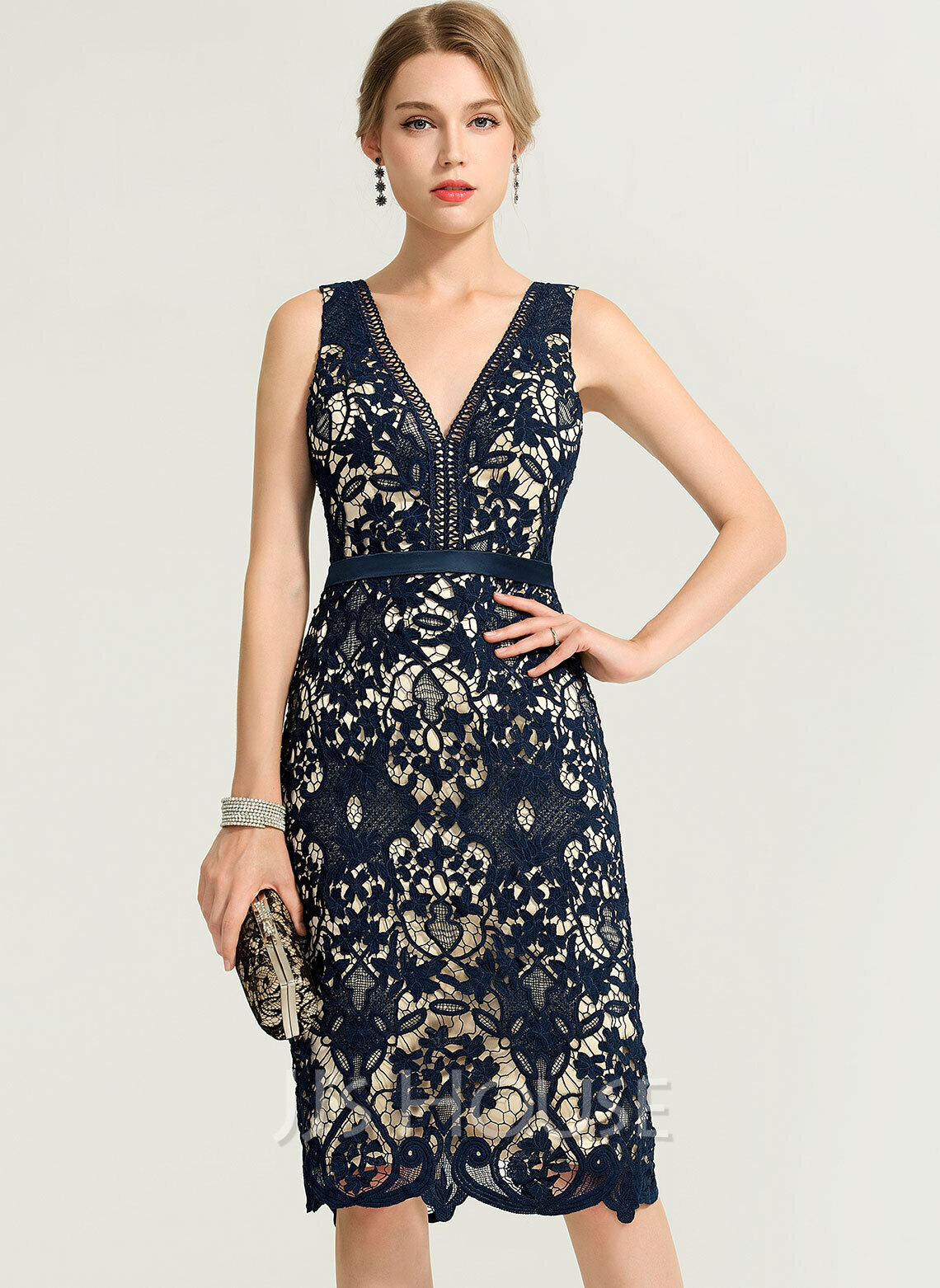 V Neck Knee Length Dress Black Dress Evening Dress V Neck Knee Length Black  Swing Cocktail