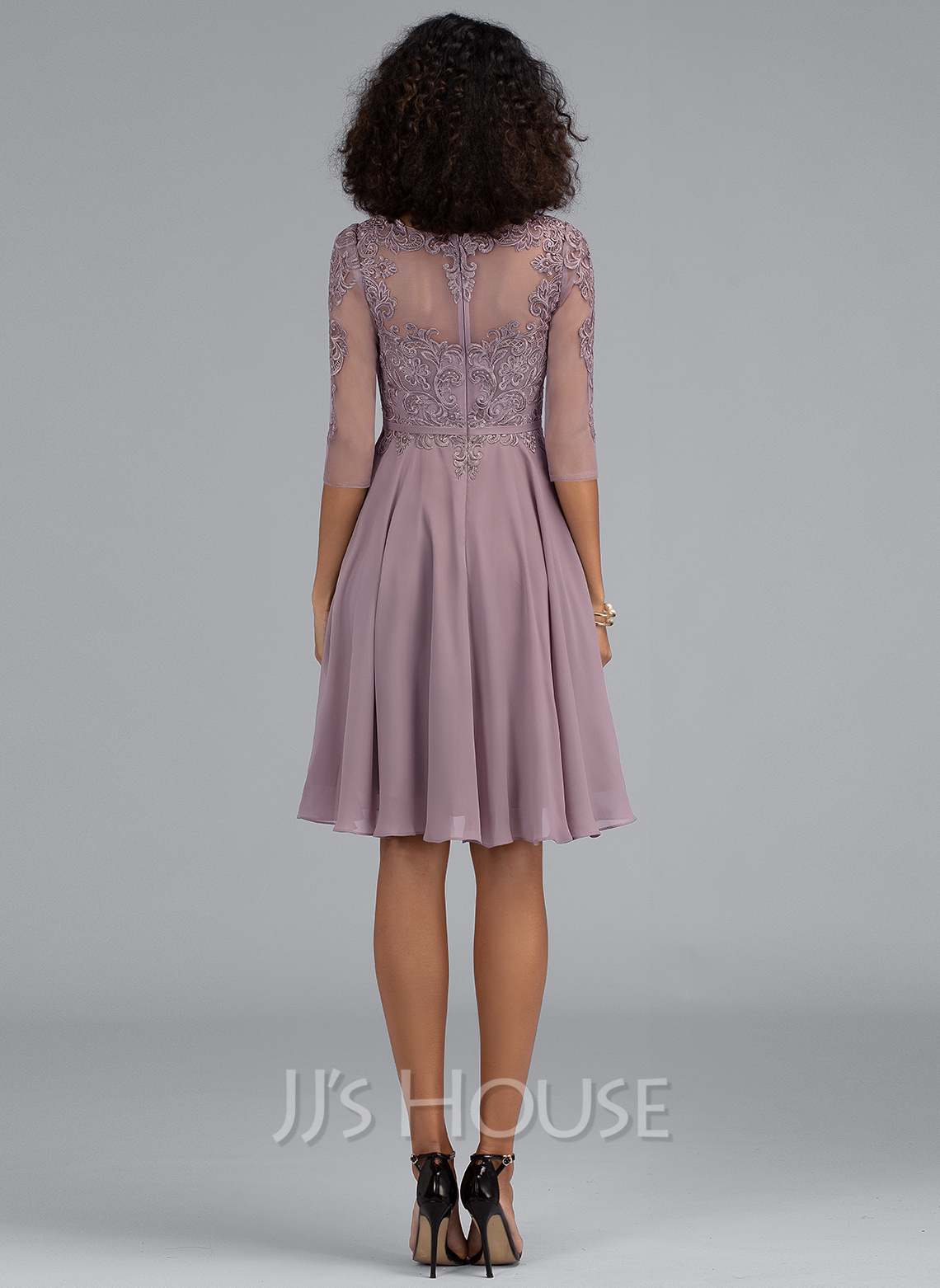 A-Line Scoop Neck Knee-Length Chiffon Cocktail Dress (016205799) - JJ's ...