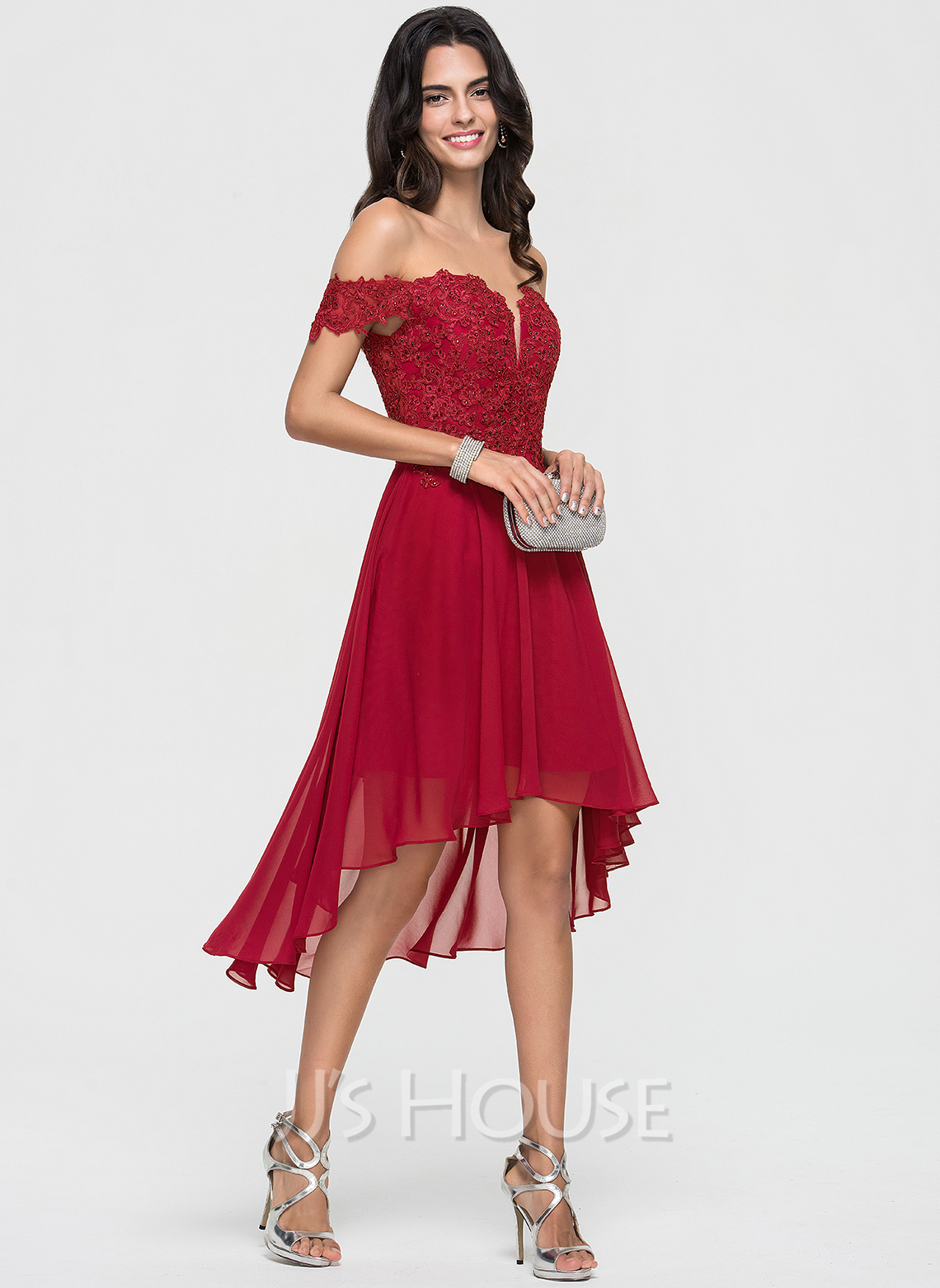 A-Line Off-the-Shoulder Asymmetrical Chiffon Homecoming Dress ...
