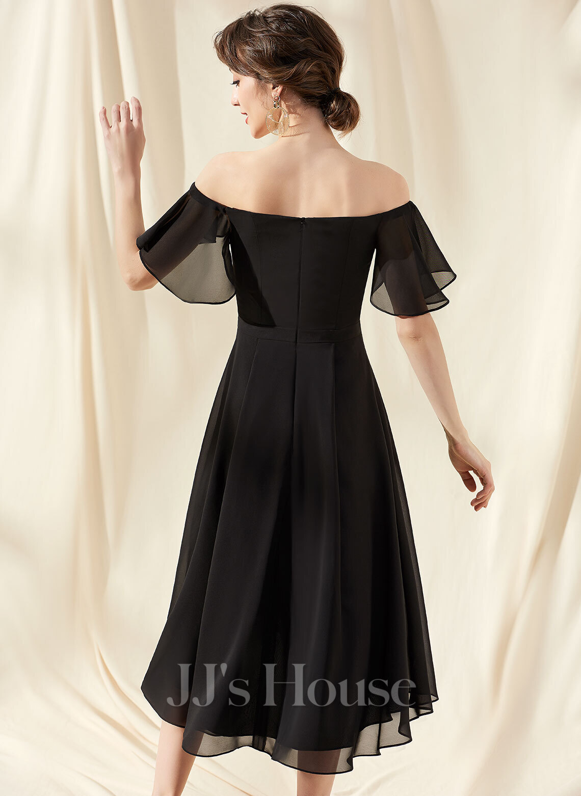 A-Line Off-the-Shoulder Asymmetrical Chiffon Homecoming Dress With ...