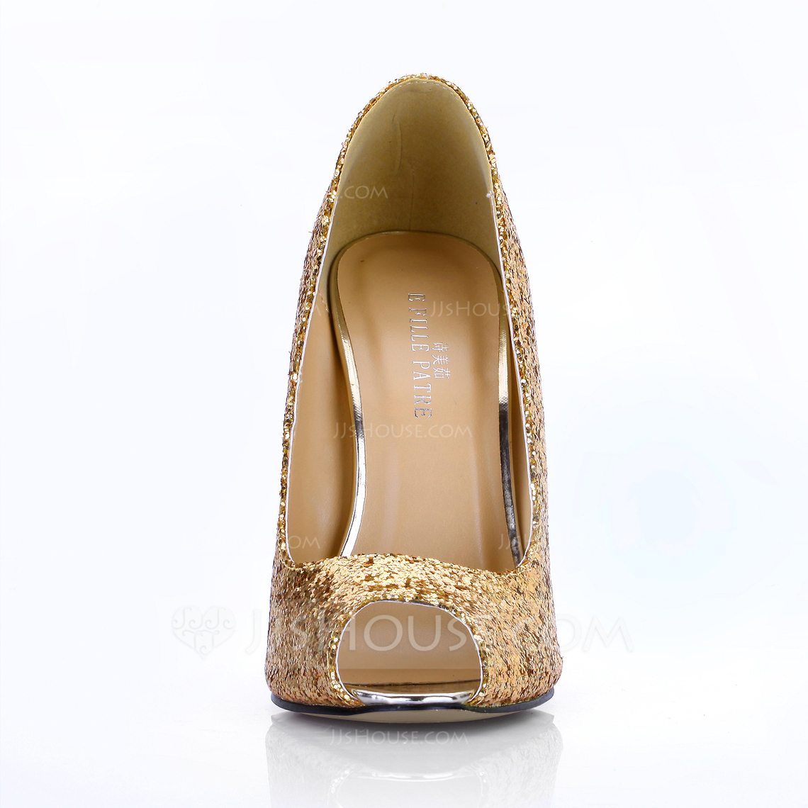 Dazzling Sequin Upper Peep Toe Stiletto Heels Party Shoes