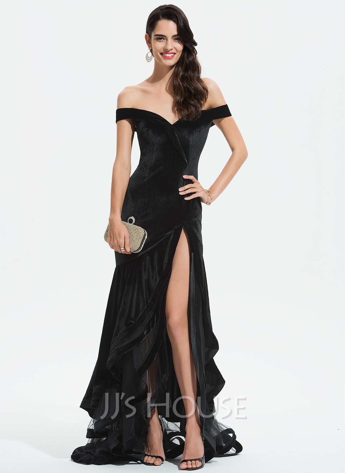 Sophisticated Off The Shoulder Long Sleeves Sweep Train Trumpet/Mermaid Prom Dresses