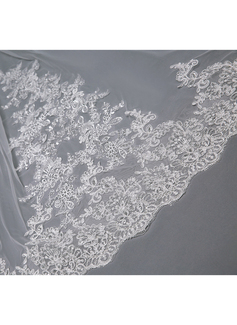Two-tier Lace Edge Tulle Cathedral Veils Appliques CV0231 main image 0
