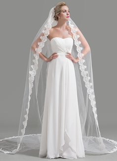 Gorgeous One-Tier Cathedral Bridal Veils With Applique main image 0