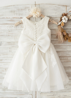Gorgeous Embroidered Cap Sleeve Jewel Knee Length Flower Girl Dress main image 1