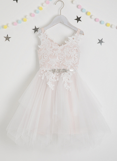 V-Neck Sleeveless Beaded Multi-Layered Flower Girl Dress J232 main image 1