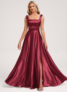 A-line Square Stretch Satin Dress