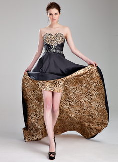 A-Line/Princess Sweetheart Sleeveless Asymmetrical Taffeta Prom Dresses with Ruffles & Sequins