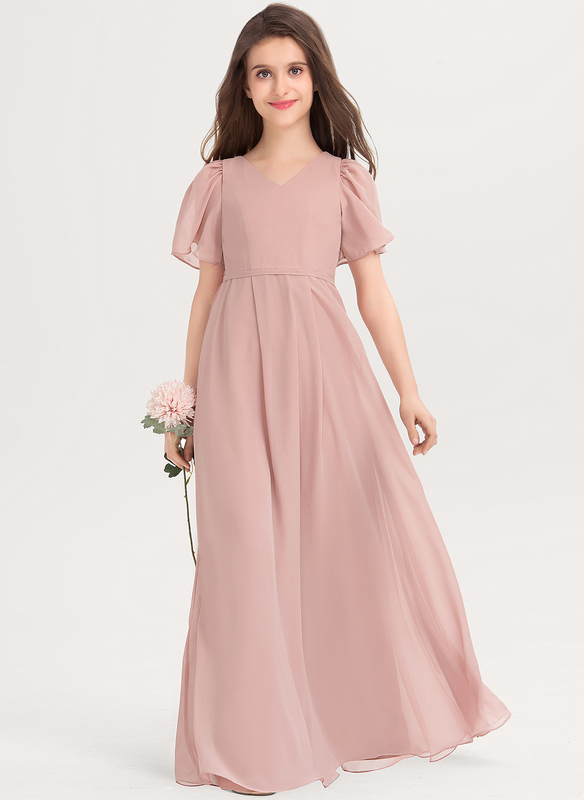 HAPPY ROSE Junior Bruidsmeisjes V-hals Chiffon Bloemenmeisjesjurk, Munt HAPPY ROSE Junior Bruidsmeisjes V-hals Chiffon Bloemenmeisjesjurk, Munt