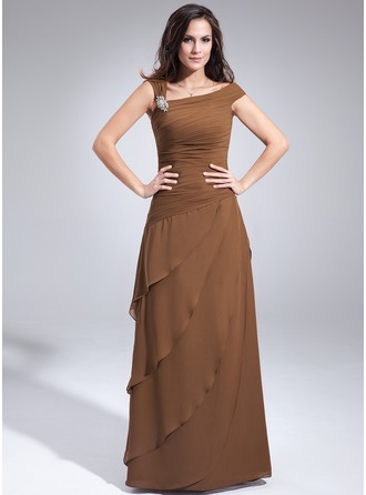Off the Shoulder Chiffon Mother of the Bride Dresses with Ruffles main image 1