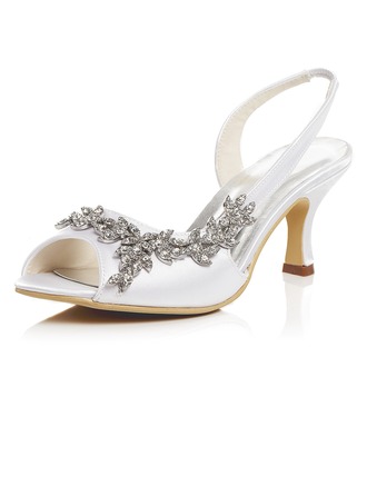 Allegra K Vrouwen Clear Slingback Bloem Strass Peep Toe Hakken Sandalen, roze, 40 EU
