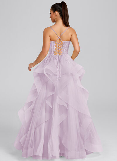 strapless open back dress Light Purple Tulle with Lace Off Shoulder Sweet 16 Dress, Light Purple –  Cutedressy main image 0