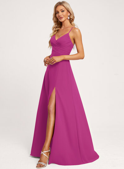 fuchsia bridesmaid dresses long Fuchsia Bridesmaid Dresses Long One Shoulder Ruched Sleeveless  Sheath/Column Floor Length Bridesmaid Dresses With Slit