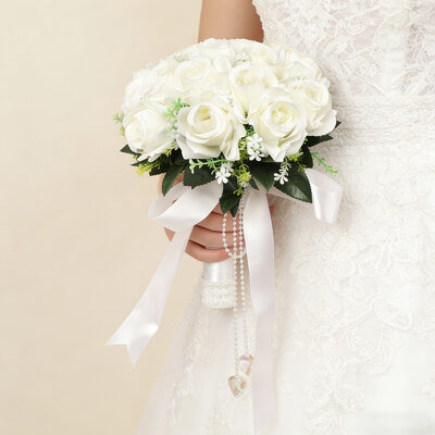 Artificiel fleurs de mariage forme du bouquet fleur en soie rosiers bouquets de mariée