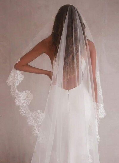 Lace Edge Single Tier Mantilla Cathedral Length 98" Wedding Veils