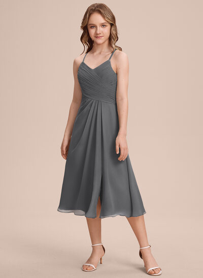 A-line Pleated Chiffon Dress